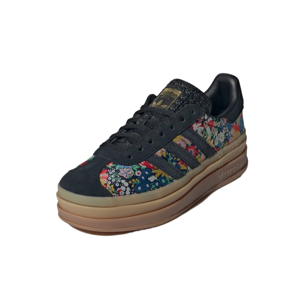 Adidas Gazelle Bold Liberty London Floral Embroidery, Core Black/Supplier Colour/Gold Metallic (JI2572)