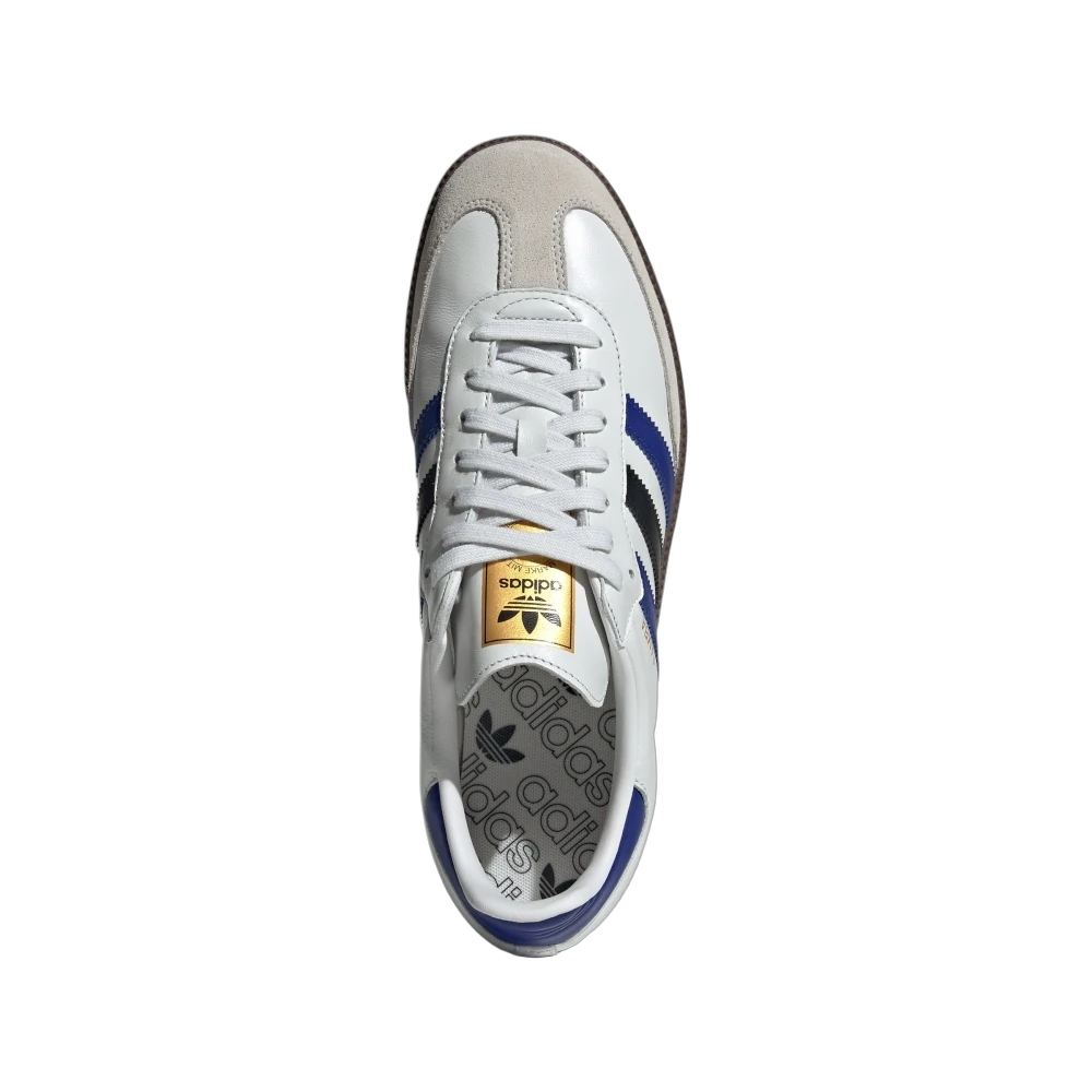 Adidas Samba OG Crystal White Active Blue Black, Crystal White/Active Blue/Matte Gold (ID1381)