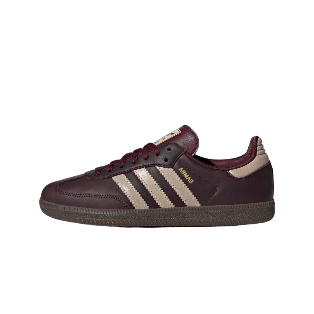 Adidas Samba OG Maroon Crystal Sand, Maroon/Crystal Sand/Gold Metallic Sneakers (IF7004)