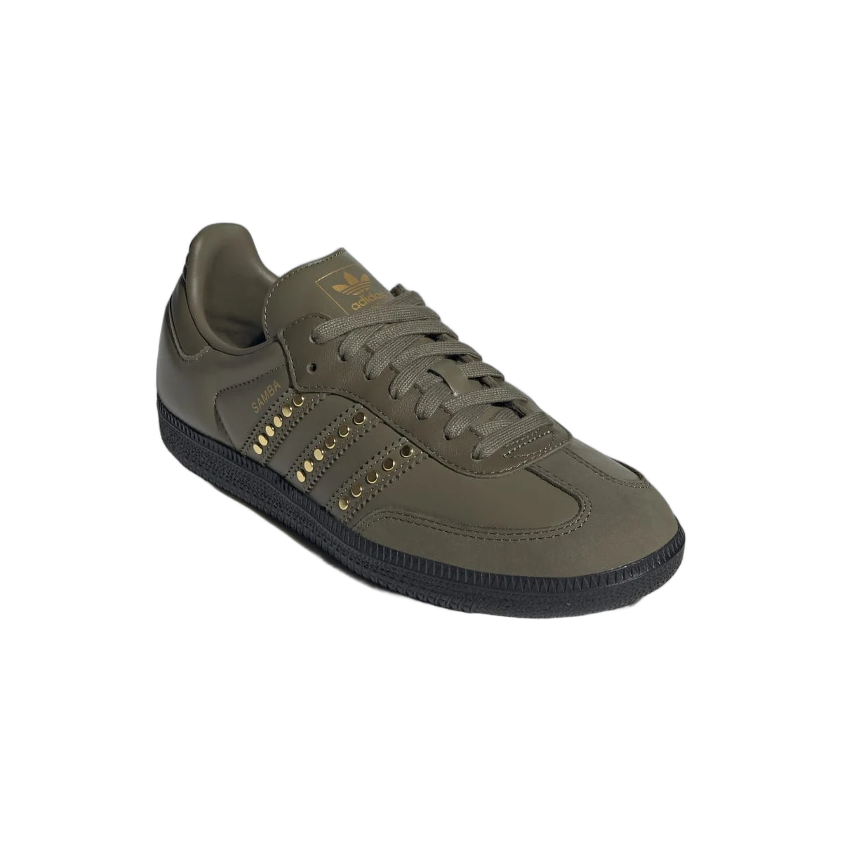 Adidas Samba OG Studded Stripes Dark Khaki Black