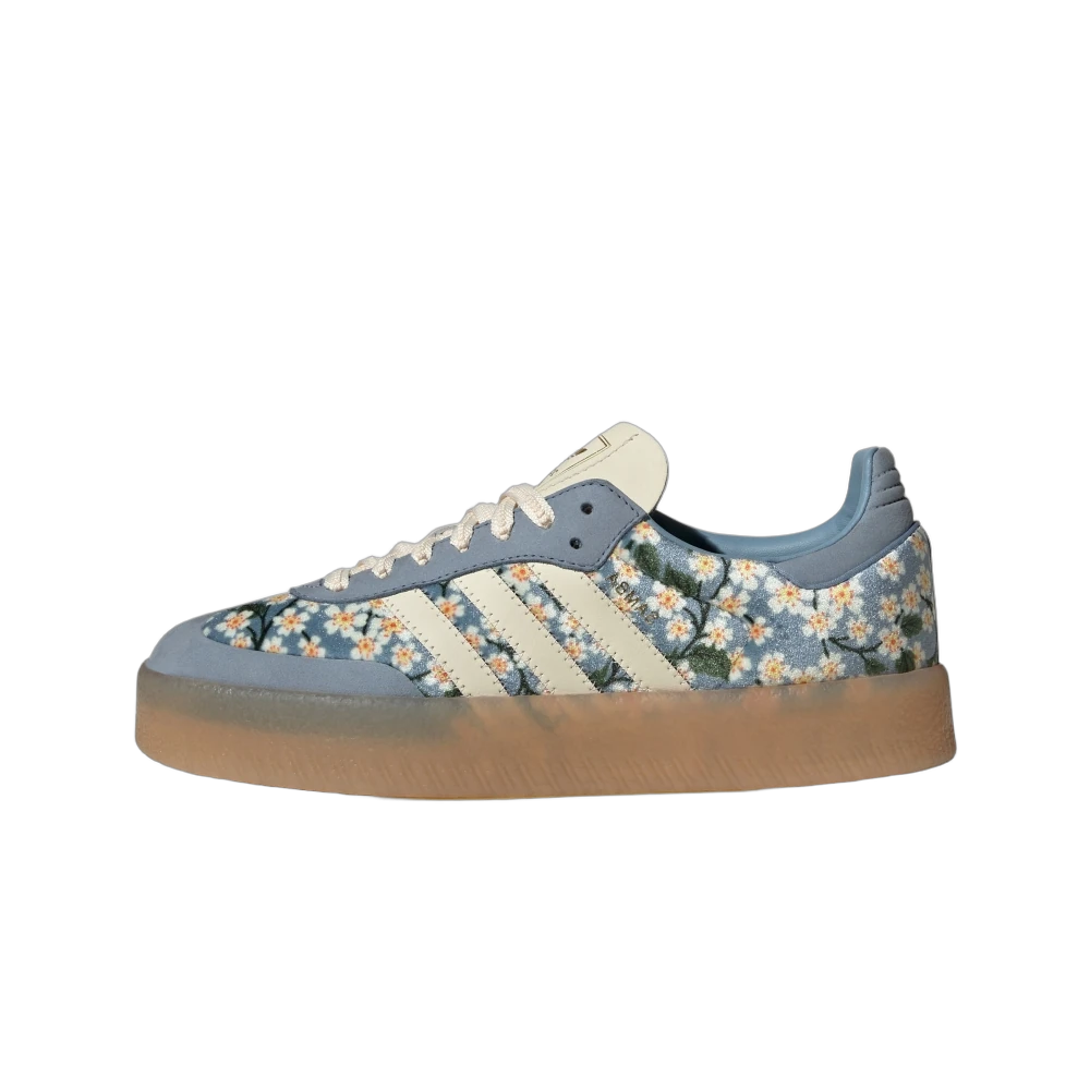 Adidas Sambae Liberty London Floral Embroidery Blue Cream White, Blue/Cream White/Gold Metallic (JQ6046)