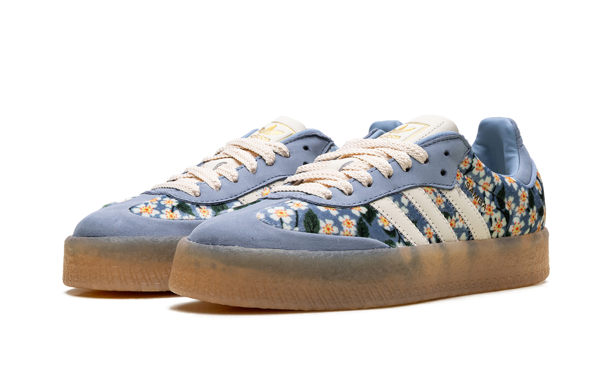 Adidas Sambae Liberty London Floral Embroidery Blue Cream White