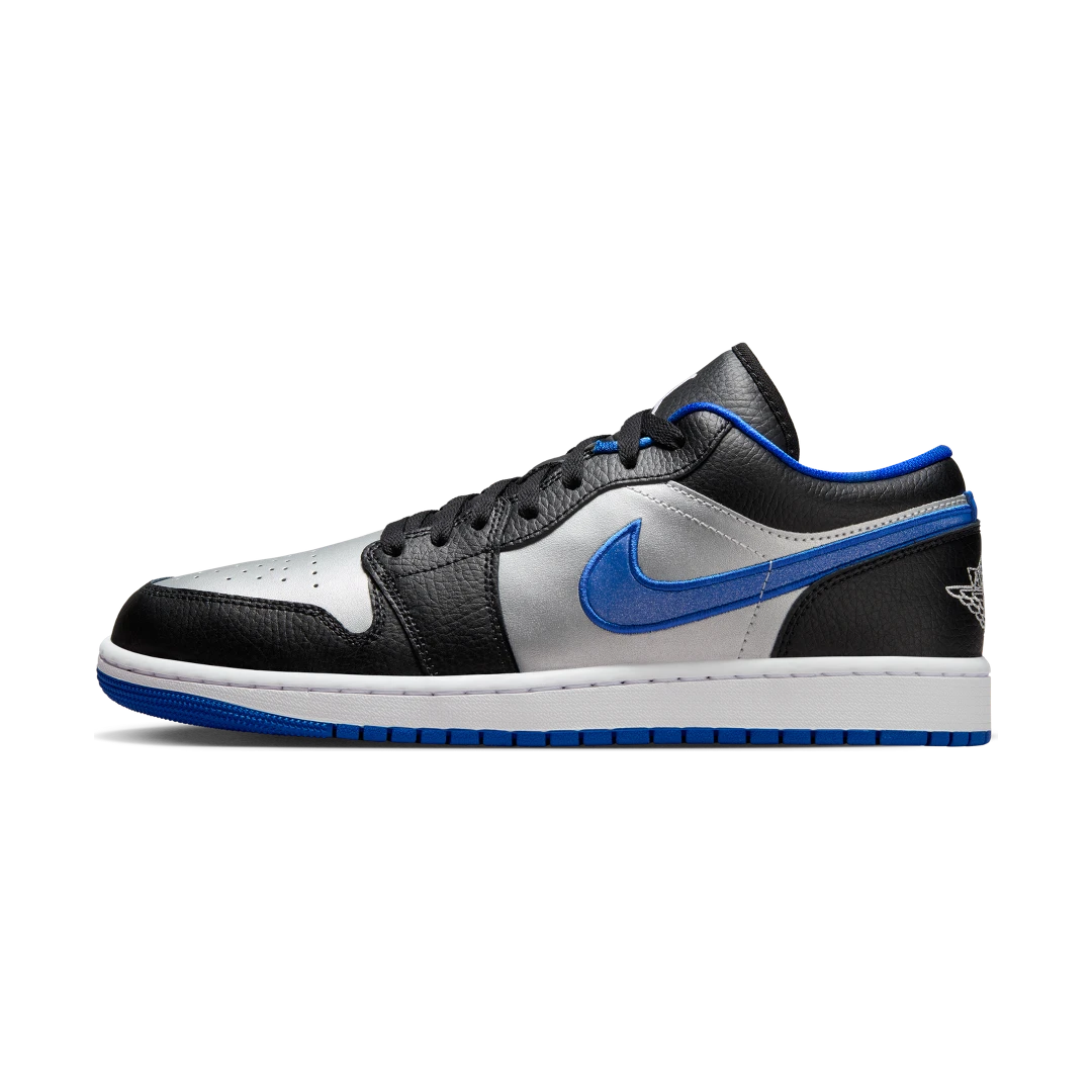 Air Jordan 1 Low Black Game Royal Metallic Platinum, Black/White-Game Royal-Metallic Platinum (553558-007)
