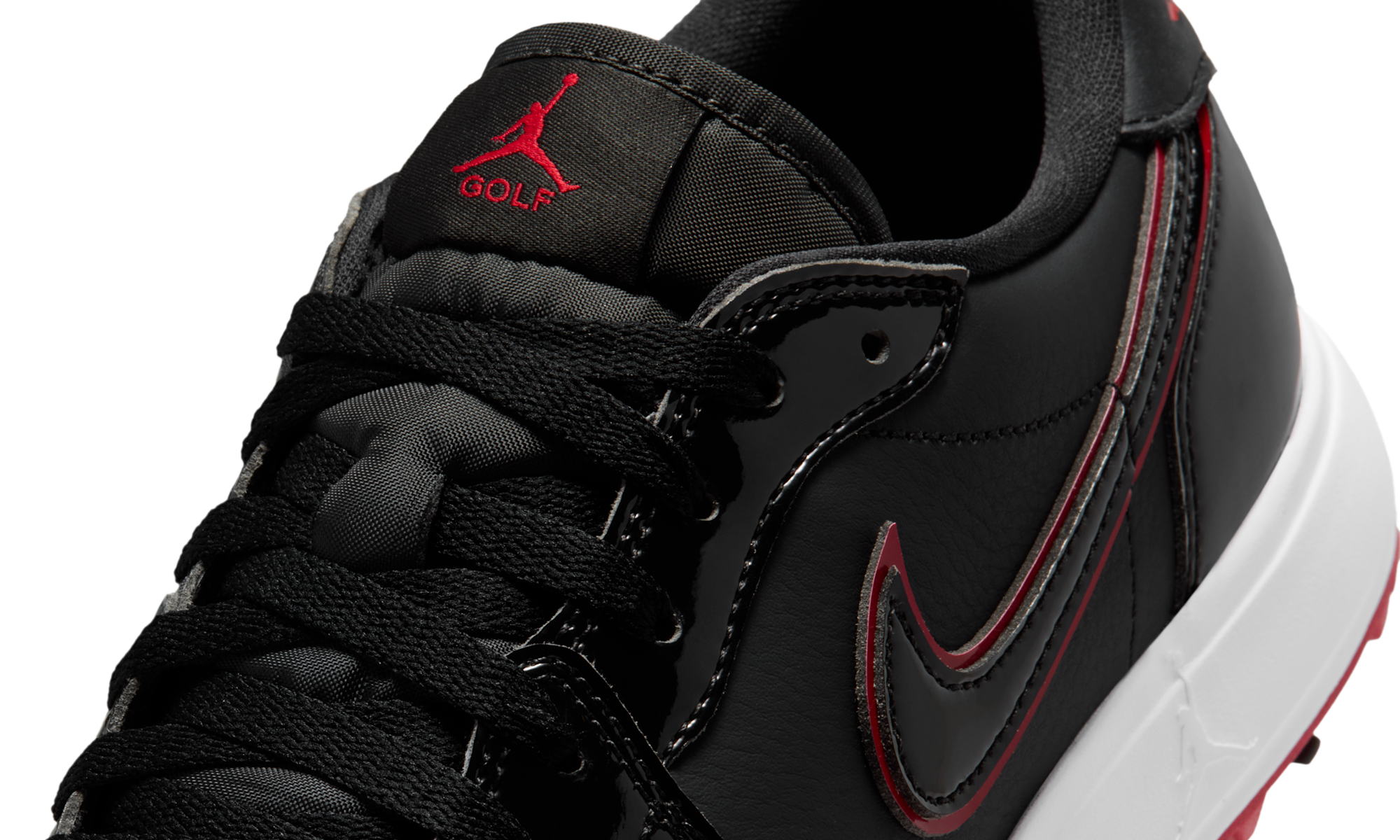 Air Jordan 1 Low Golf Spiked Bred Black Patent