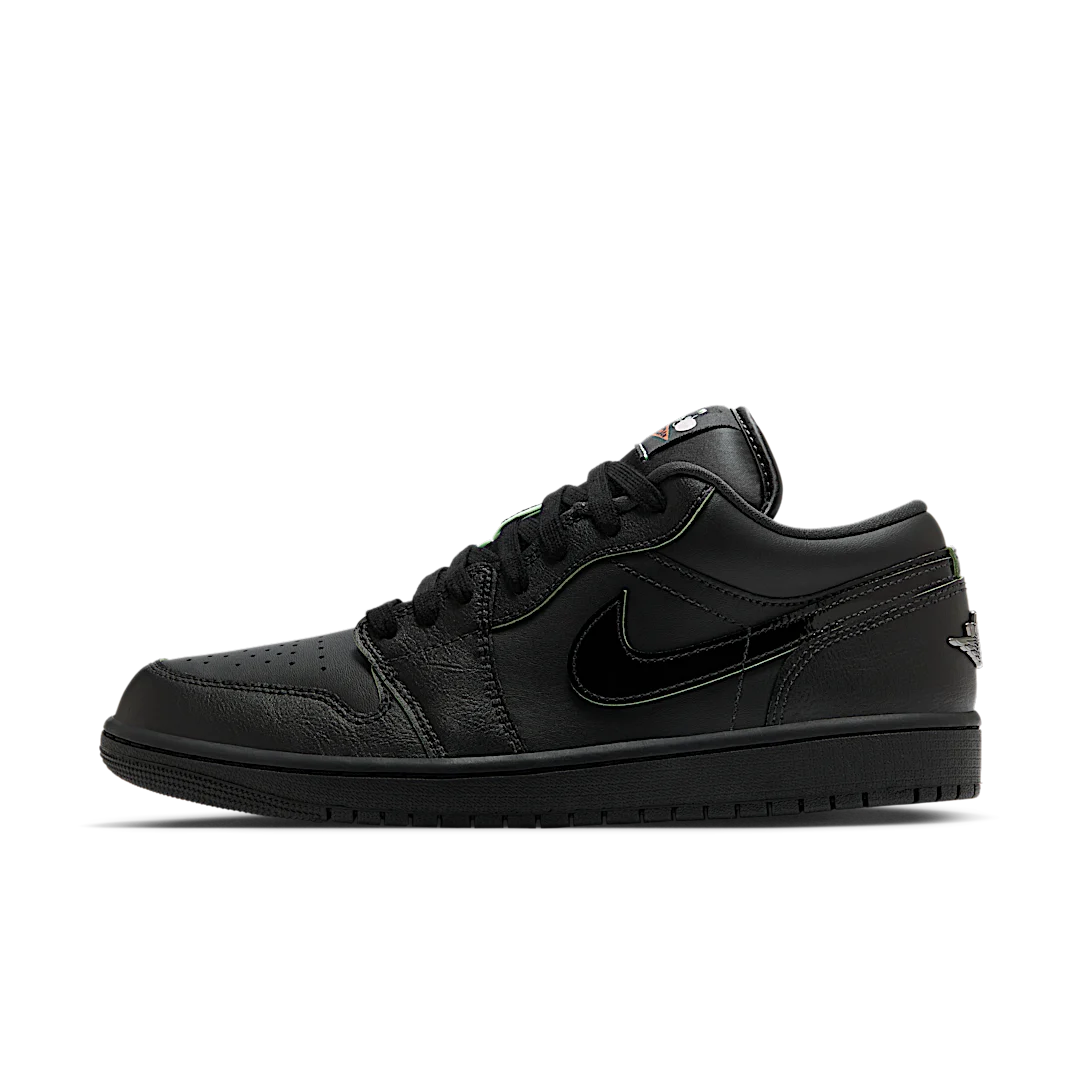 Air Jordan 1 Low SE Black Cat Mascot, Black/Vapor Green (HM3690-001)
