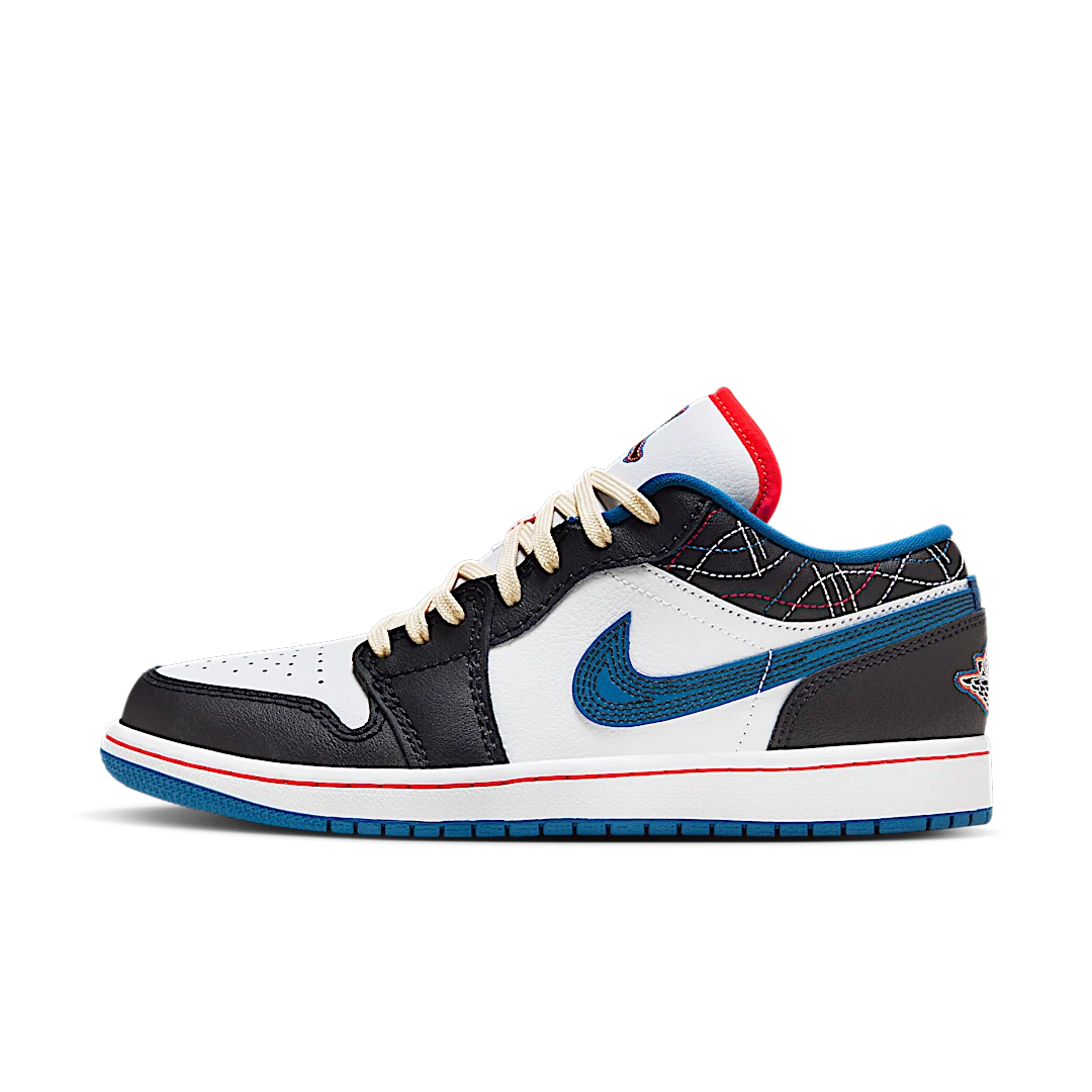 Air Jordan 1 Low SE Industrial Blue Sashiko, White/Industrial Blue/White/Black/Siren Red/Muslin (FV3622-141)