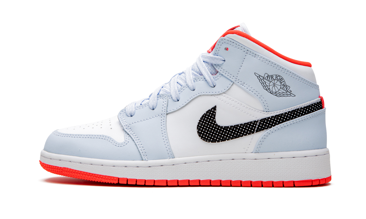 Air Jordan 1 Mid Half Blue Polka Dot Swoosh