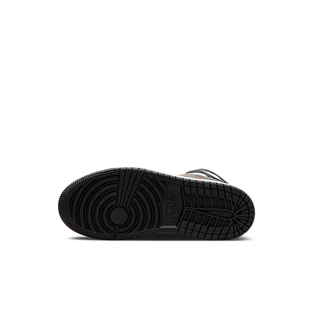 Air Jordan 1 Mid Hologram (PS), Black/New Emerald/University Red/Dark Concord (DR9496-001)