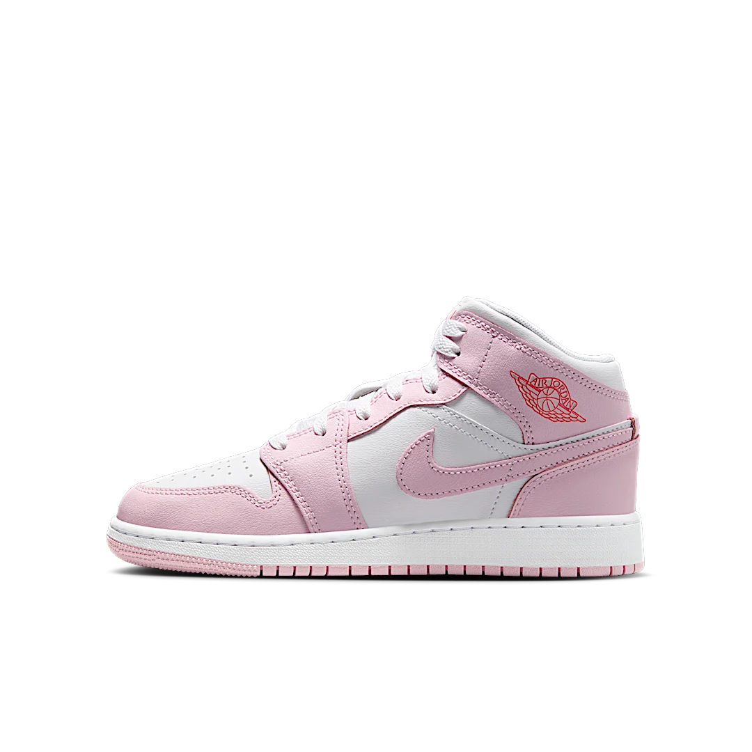 Air Jordan 1 Mid Pink Foam Fire Red, Pink Foam/Fire Red/White (DQ8423-608)