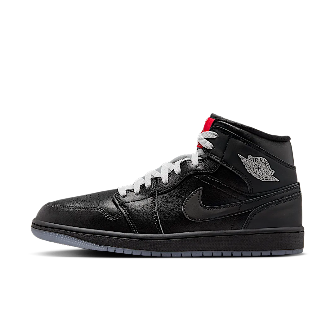 Air Jordan 1 Mid SE Black Metallic Reimagined, Black/Silver Metallic/University Red (HV5177-010)