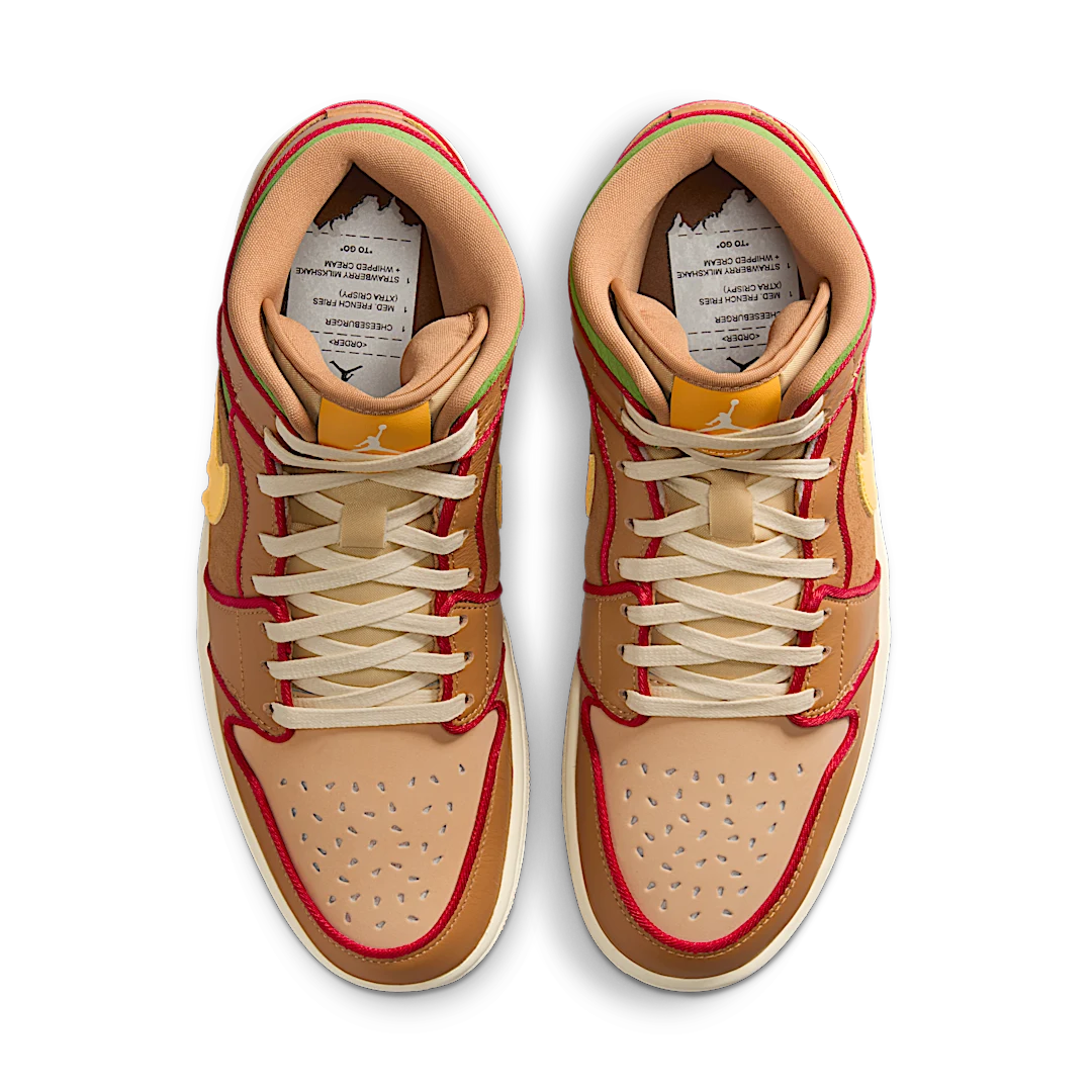 Air Jordan 1 Mid SE Cheeseburger, Flax/Sesame/Coconut Milk/University Gold (IB7403-224)