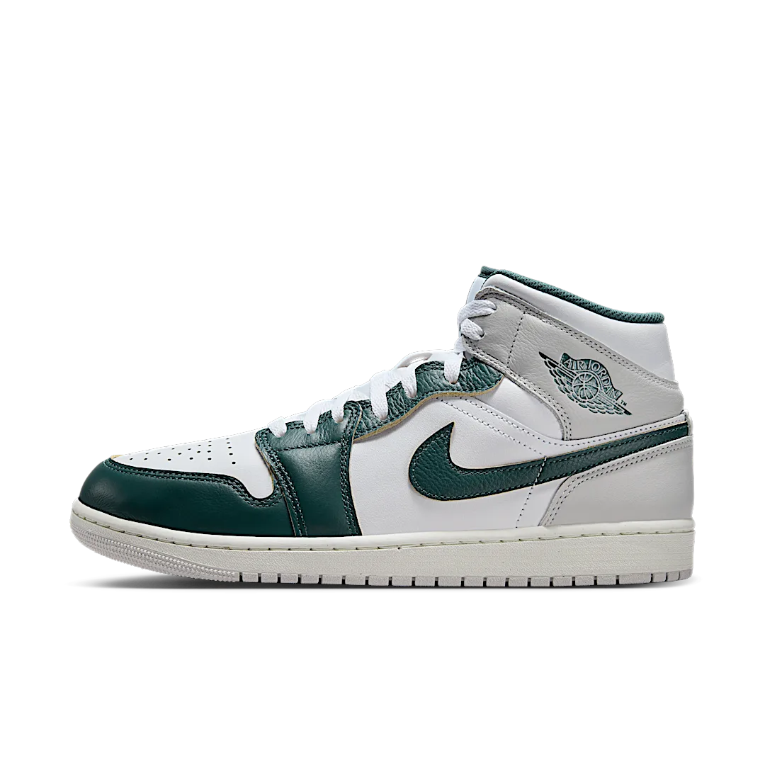 Air Jordan 1 Mid SE Oxidized Green Grey, White/Sail/Neutral Grey/Oxidized Green (FQ7720-103 / FQ8088-103)
