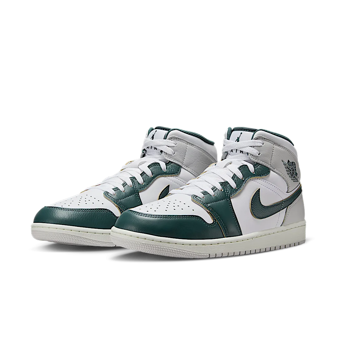 Air Jordan 1 Mid SE Oxidized Green Grey, White/Sail/Neutral Grey/Oxidized Green (FQ7720-103 / FQ8088-103)