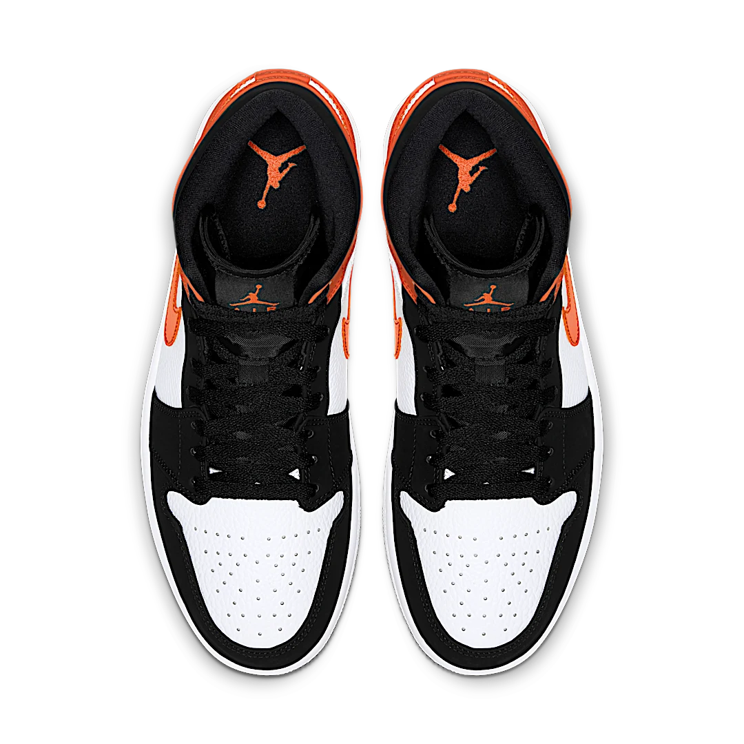Air Jordan 1 Mid Shattered Backboard, Black/White-Starfish (554724-058 / 554725-058)