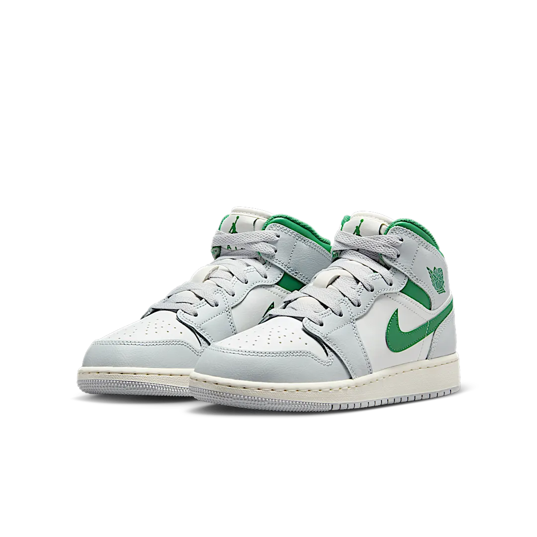 Air Jordan 1 Mid White Pure Platinum Pine Green