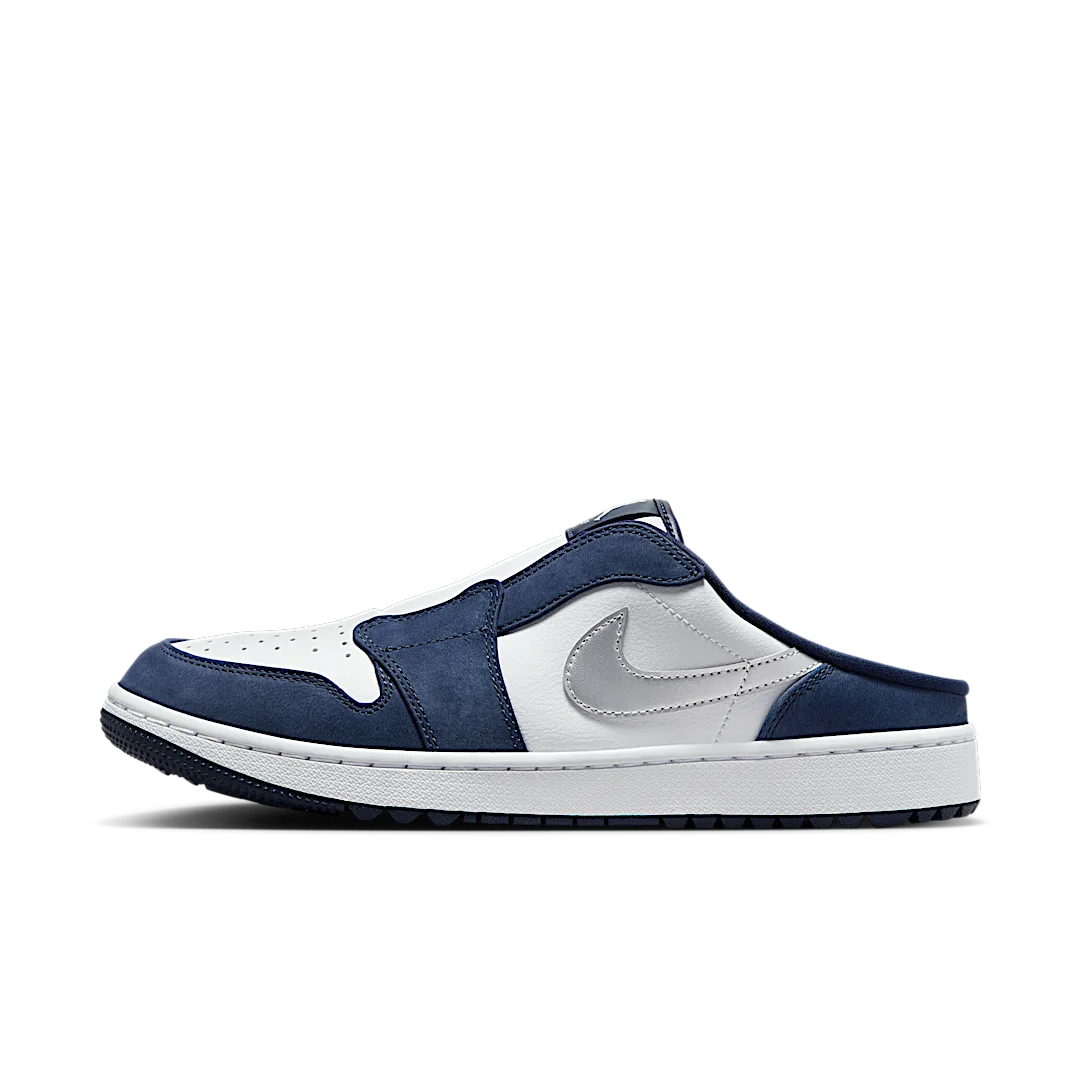 Air Jordan 1 Mule Golf Midnight Navy, White/Midnight Navy/Metallic Silver (FJ1214-102)