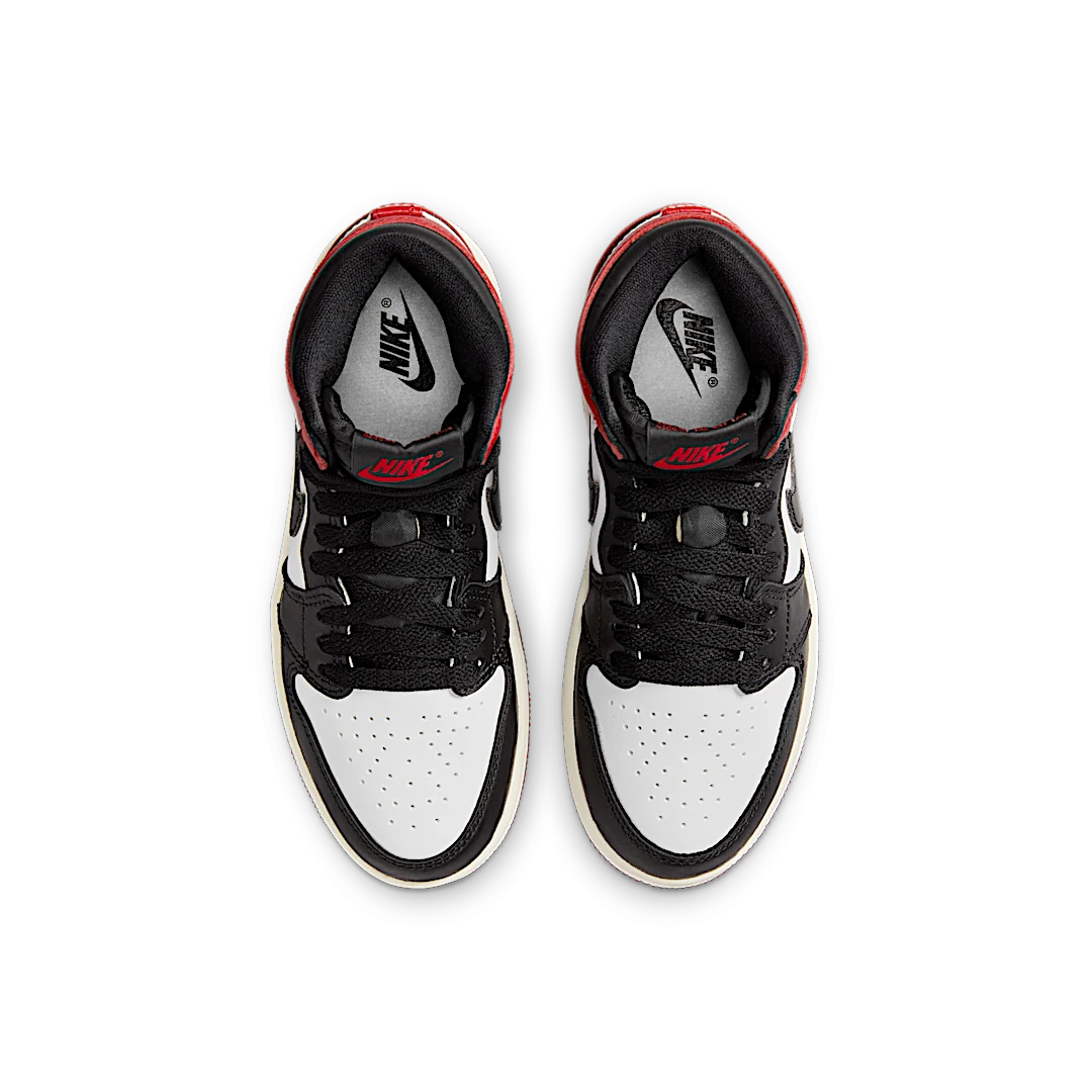 Air Jordan 1 Retro High OG Black Toe Reimagined (PS), Black/Black/Varsity Red/White (FD1412-106)
