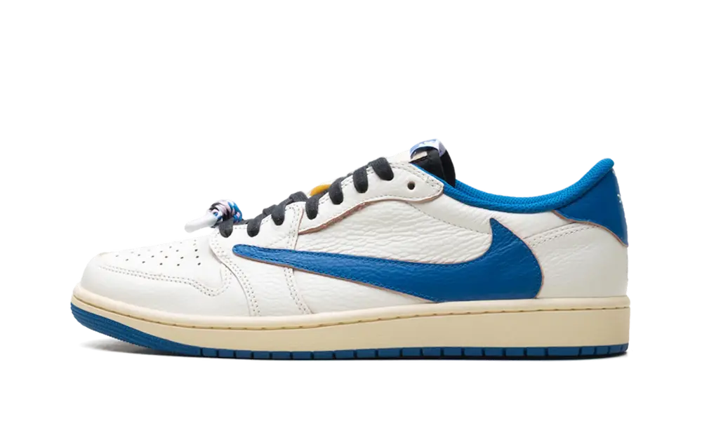 Air Jordan 1 Retro Low OG SP Fragment x Travis Scott Sail Military Blue, Sail/Black/Muslin/Military Blue (DM7866-104)