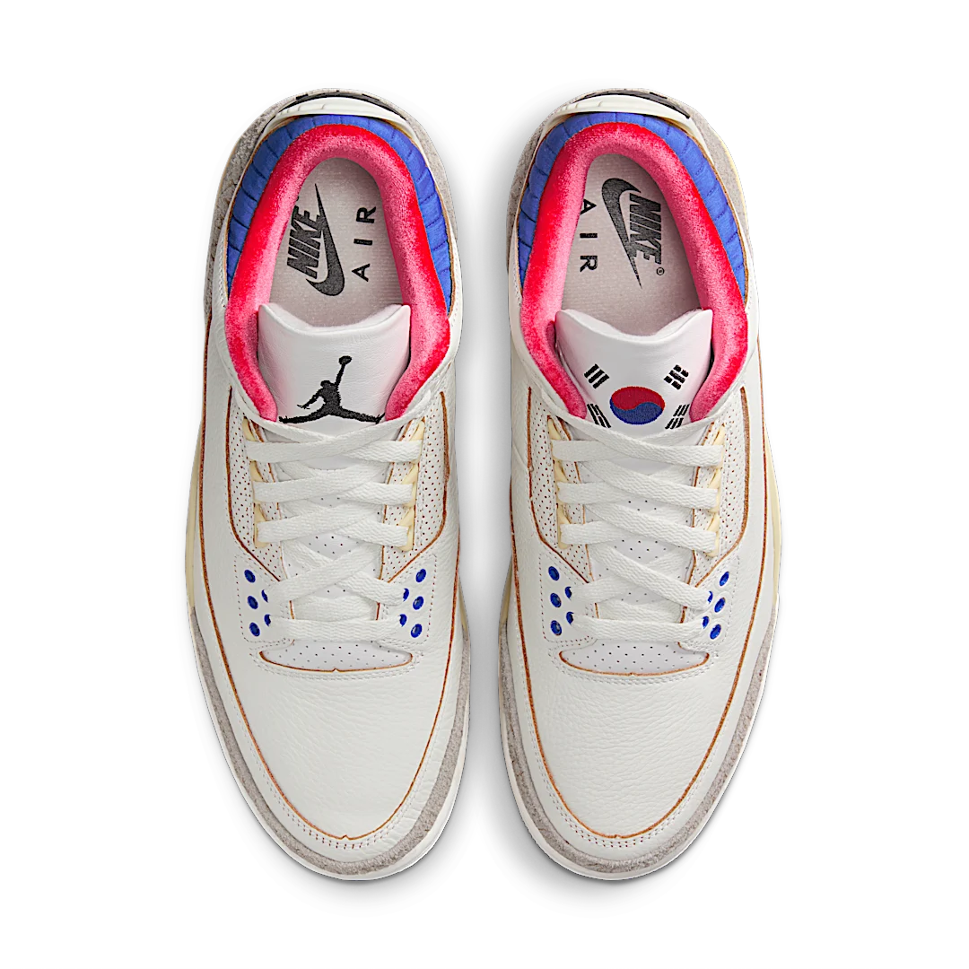 Air Jordan 3 Retro Seoul 2.0, White/Black/Sport Royal/Challenge Red/Pale Vanilla/College Grey (IB1482-100)
