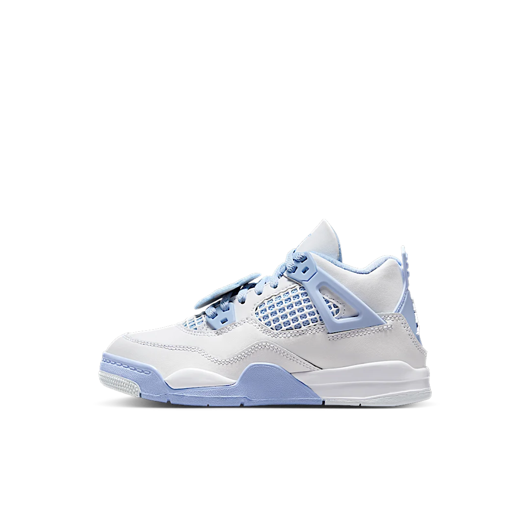 Air Jordan 4 Retro Forget Me Not (PS), White/Aluminum/Blue Tint/Oil Green (IB8962-100)