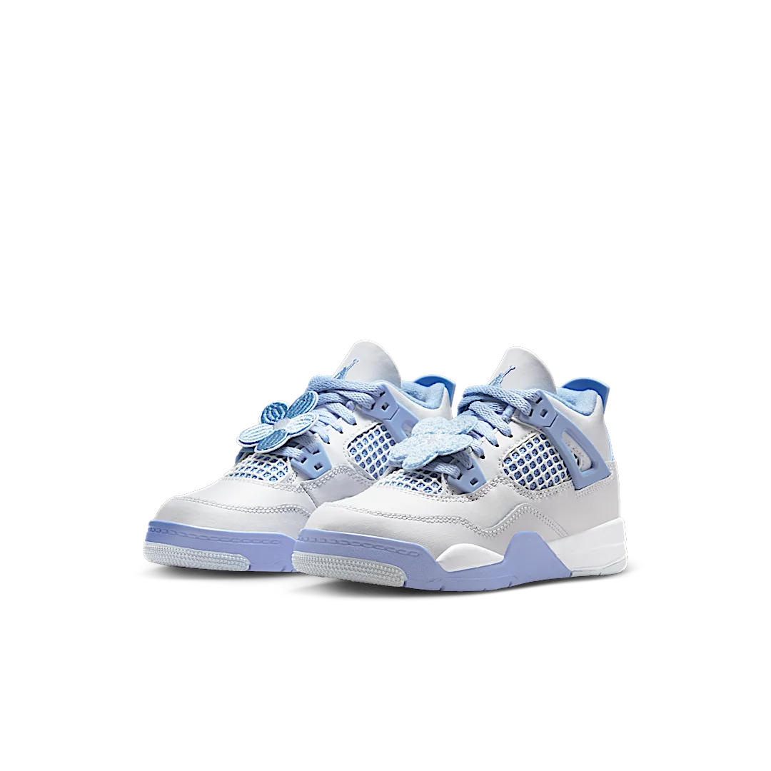 Air Jordan 4 Retro Forget Me Not (PS), White/Aluminum/Blue Tint/Oil Green (IB8962-100)