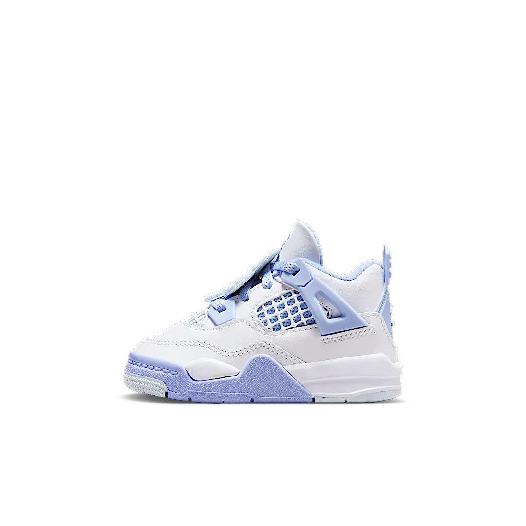 Air Jordan 4 Retro Forget Me Not (TD), White/Aluminum/Blue Tint/Oil Green (IB8961-100)