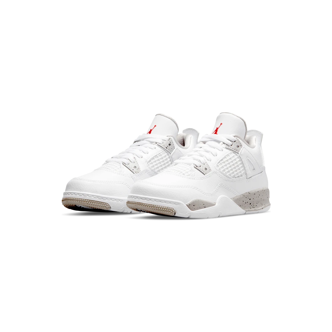Air Jordan 4 Retro White Oreo (2021) (PS), White/Tech Grey-Black-Fire Red (BQ7669-100)