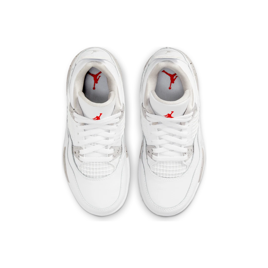 Air Jordan 4 Retro White Oreo (2021) (PS), White/Tech Grey-Black-Fire Red (BQ7669-100)