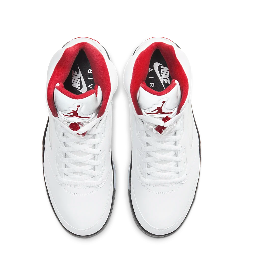 Air Jordan 5 Retro Fire Red Silver Tongue (2020), White/Black-Metallic Silver-Fire Red (DA1911-102 / 440888-102)