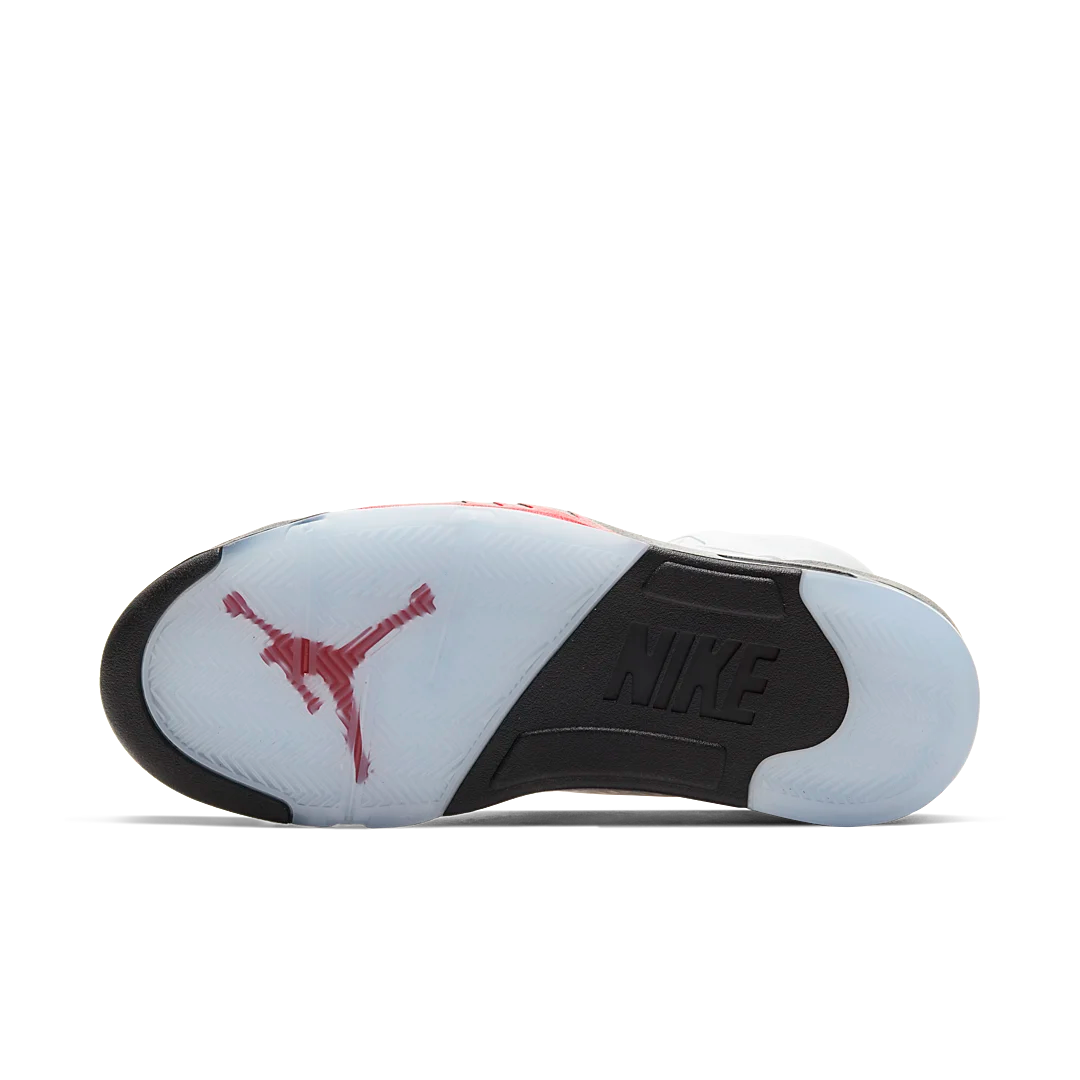 Air Jordan 5 Retro Fire Red Silver Tongue (2020), White/Black-Metallic Silver-Fire Red (DA1911-102 / 440888-102)