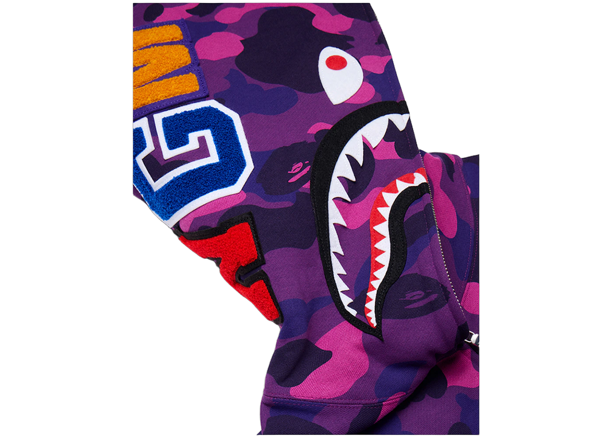 BAPE Color Camo Shark Full Zip Hoodie Purple