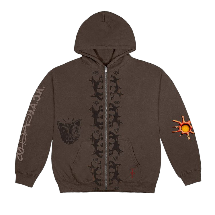 Cactus Jack by Travis Scott Reverse Dog Zip Up Hoodie Brown