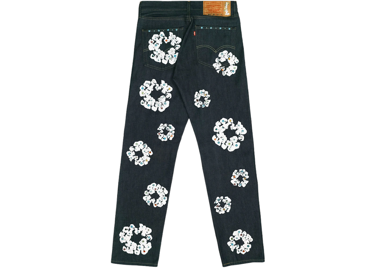 Denim Tears x Levi's 501 Cotton Rhinestone Wreath Jeans Raw