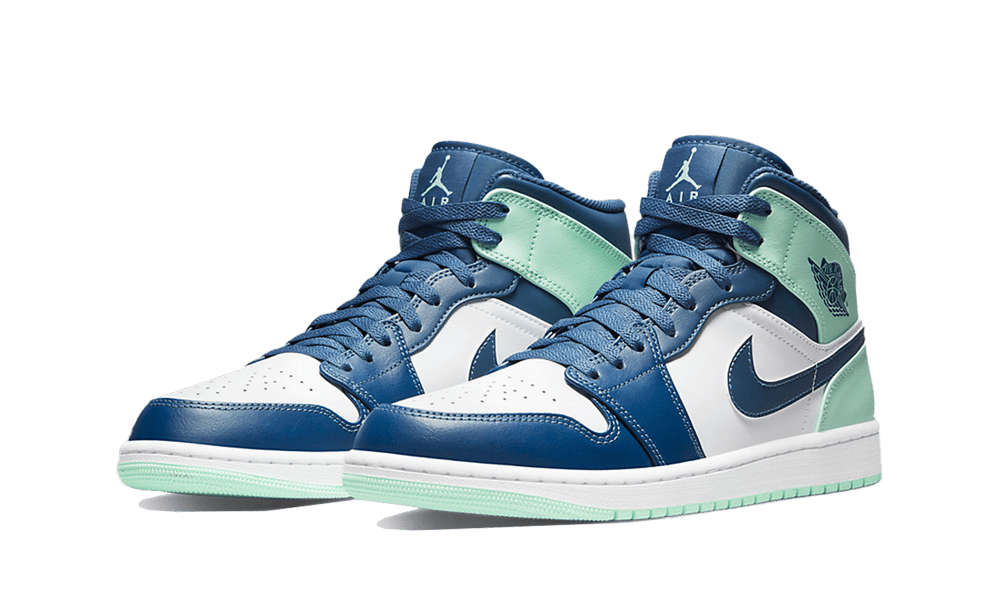 Air Jordan 1 Mid Mystic Navy Mint Foam, Mystic Navy/White/Mint Foam (554724-413 / 554725-413)