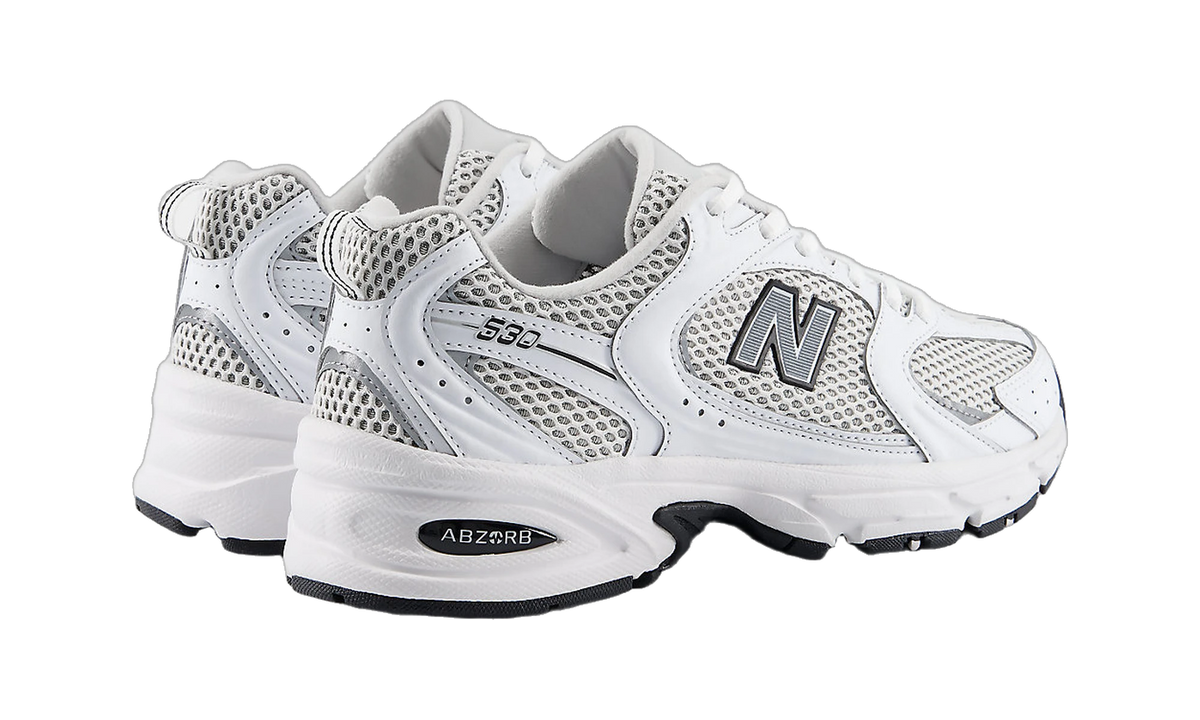New Balance 530 White Silver Metallic Black Sole
