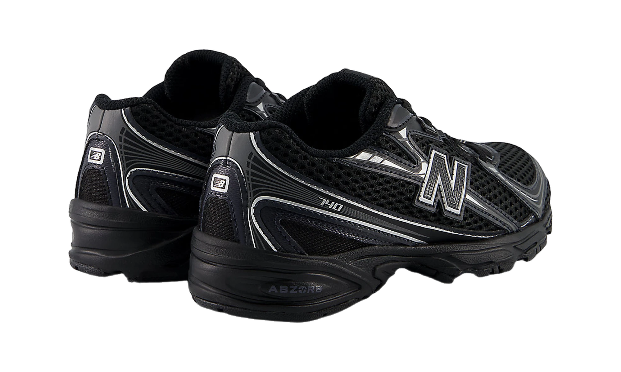 New Balance 740 Bungee Lace Black Grey Silver (PS)