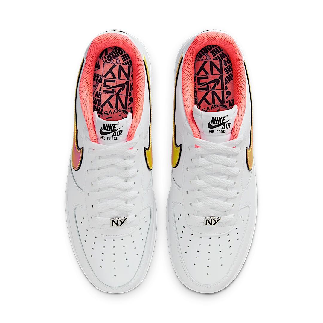 Nike Air Force 1 Low NY vs. NY White Crimson Pulse, White/Crimson Pulse/Green Glow/Light Laser Orange/Black/Metallic Silver (IH4962-100)