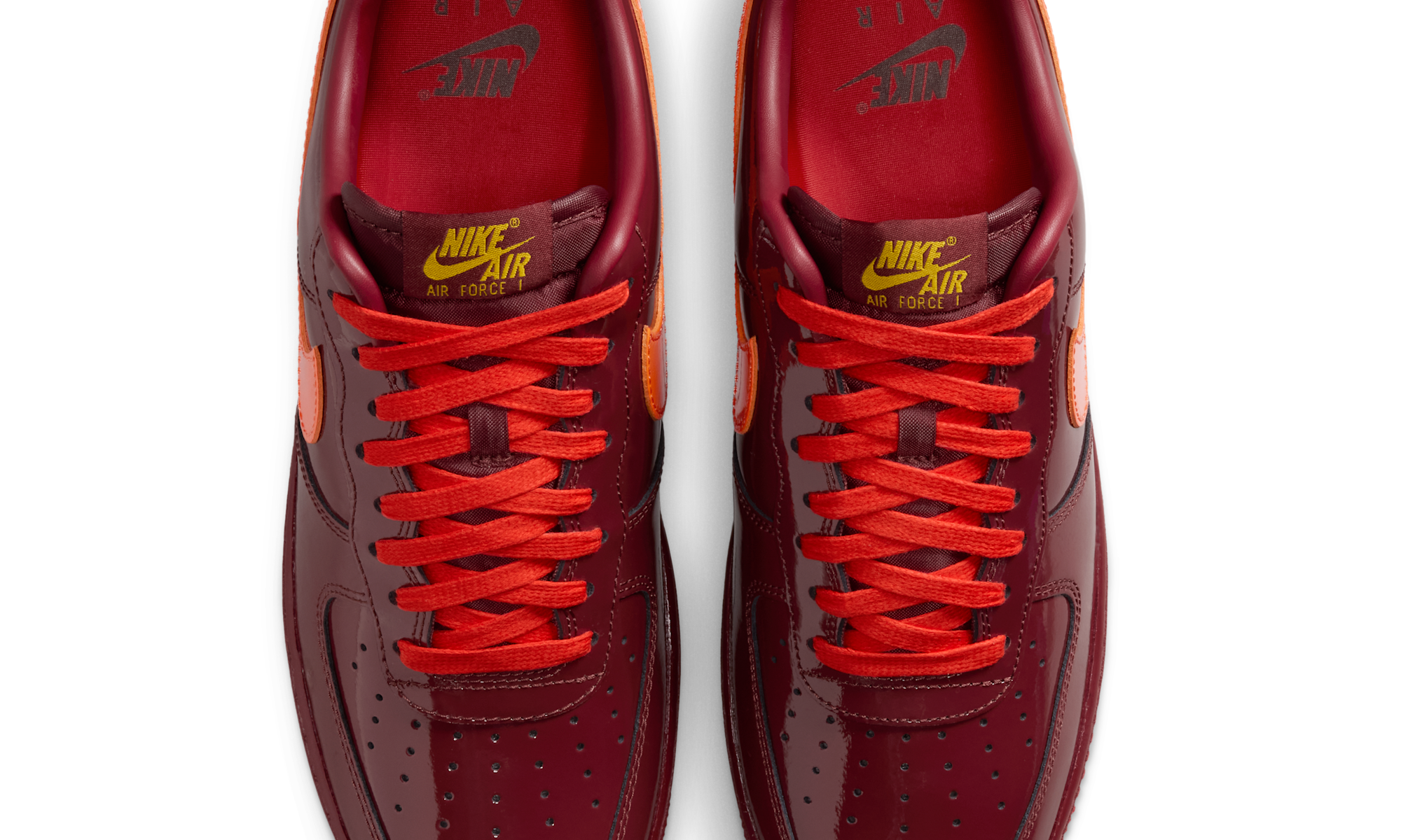 Nike Air Force 1 Low Patent Leather Dark Team Red Safety Orange