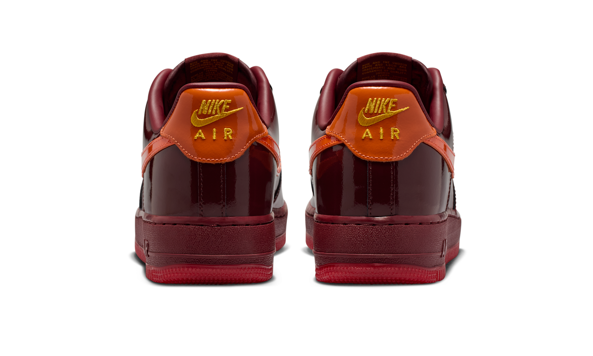 Nike Air Force 1 Low Patent Leather Dark Team Red Safety Orange