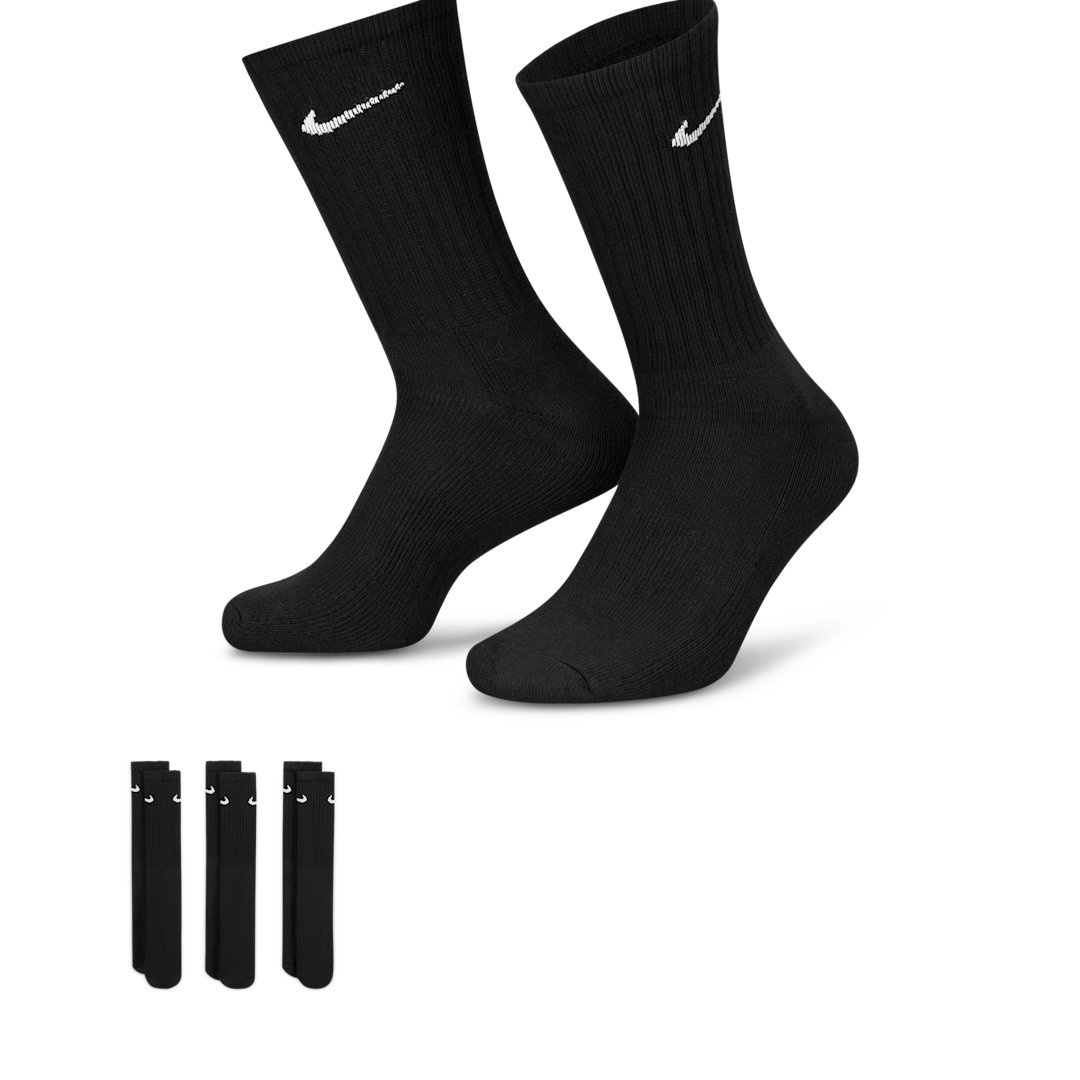 Nike Cushioned Training Crew Socks (3 Pairs) Black/White