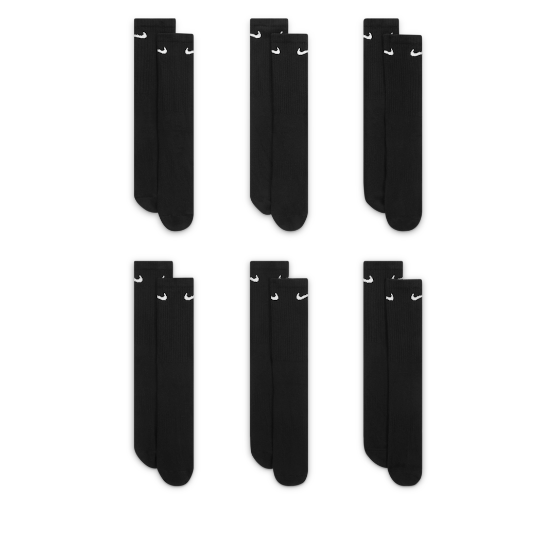 Nike Everyday Cushioned Crew Socks (6 Pairs) Black/White