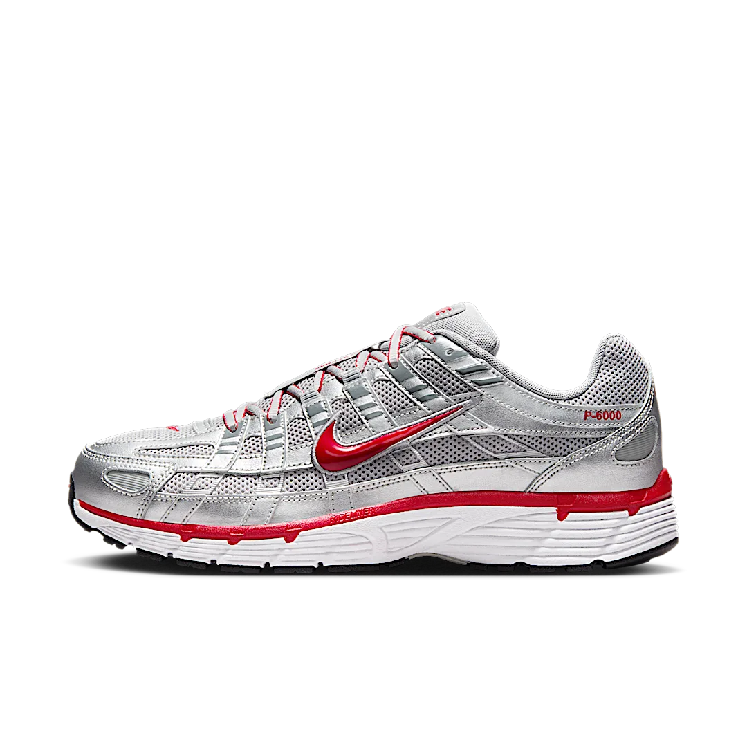 Nike P-6000 Metallic Silver Gym Red, Metallic Silver/Flat Silver/Cool Grey/Gym Red (CD6404-024)