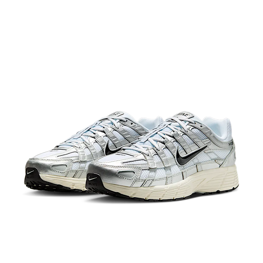 Nike P-6000 White Metallic Silver Flat Silver Black, White/Metallic Silver/Flat Silver/Black (CD6404-105)