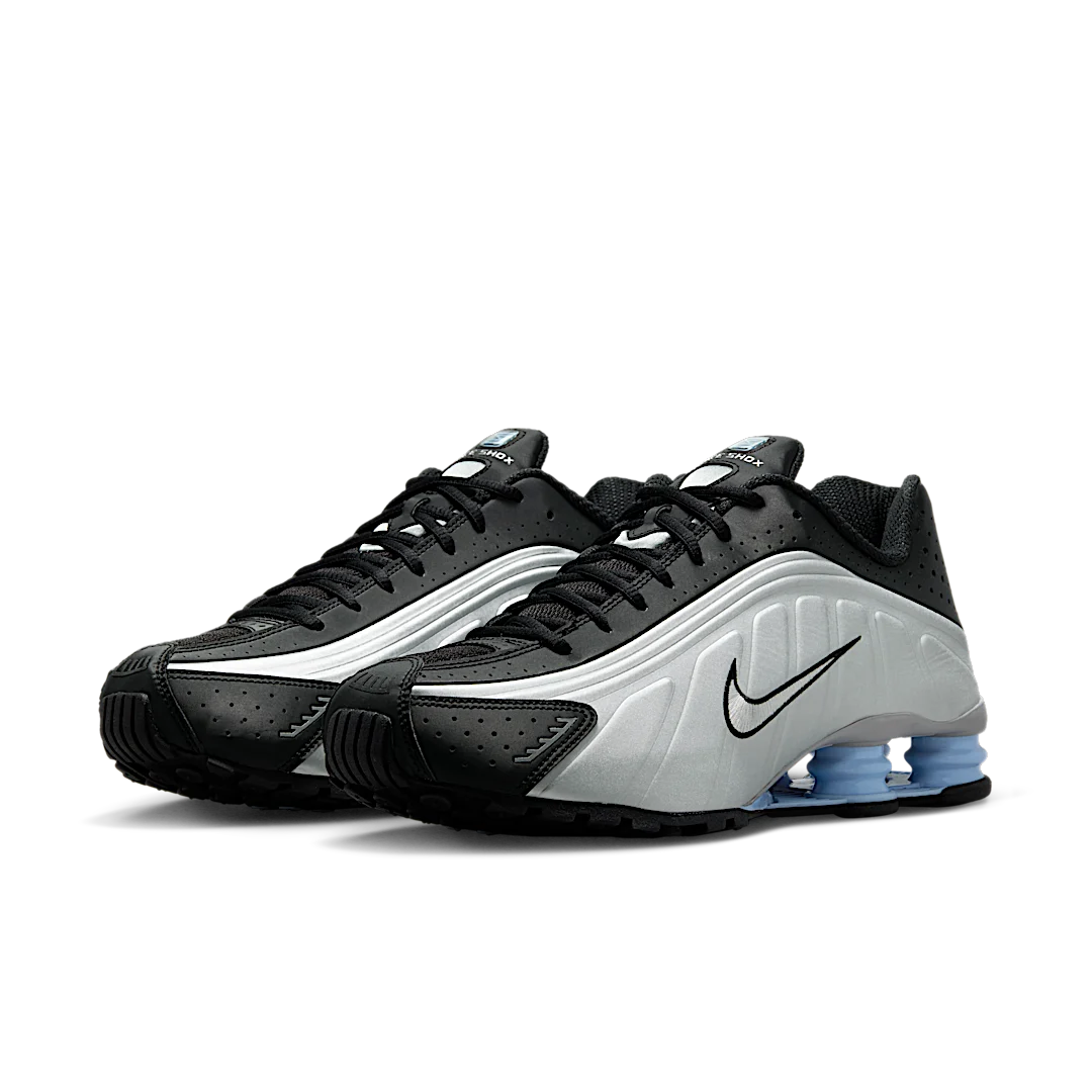 Nike Shox R4 Metallic Silver Black Psychic Blue, Metallic Silver/Black/Psychic Blue/Metallic Silver (HQ1988-004)