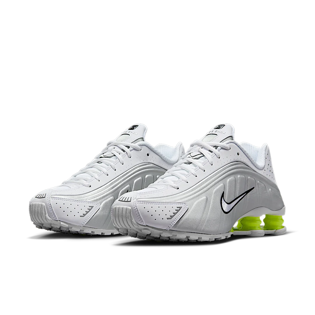 Nike Shox R4 White Metallic Silver Volt