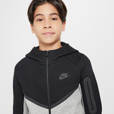 Nike Sportswear Tech Fleece Older Kids' Full-Zip Hoodie Dark Grey Heather/Black/Black/Black