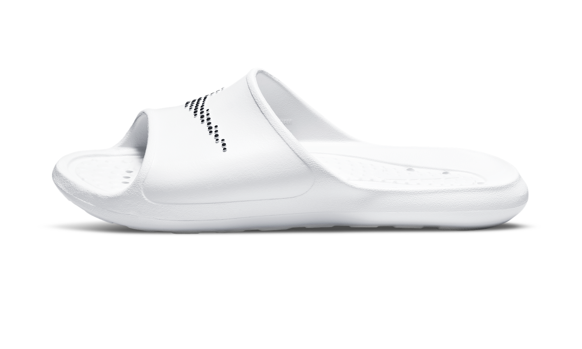 Nike Victori One Shower Slide White Polka Dot Swoosh