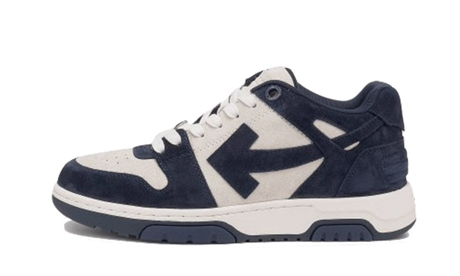 OFF-WHITE Out Of Office OOO Low Tops Navy Blue Suede