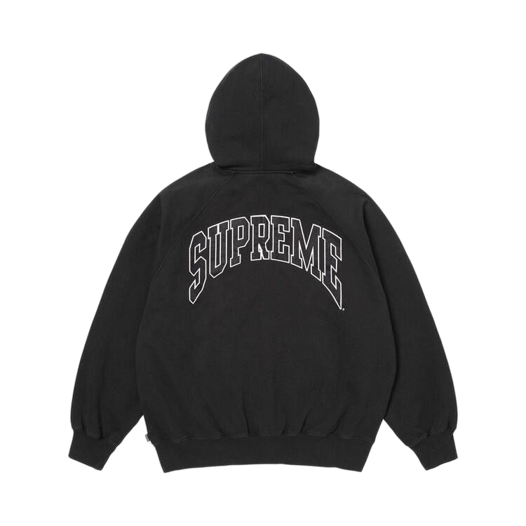 Supreme Cracked Raglan Zip Up Hooded Sweatshirt Black