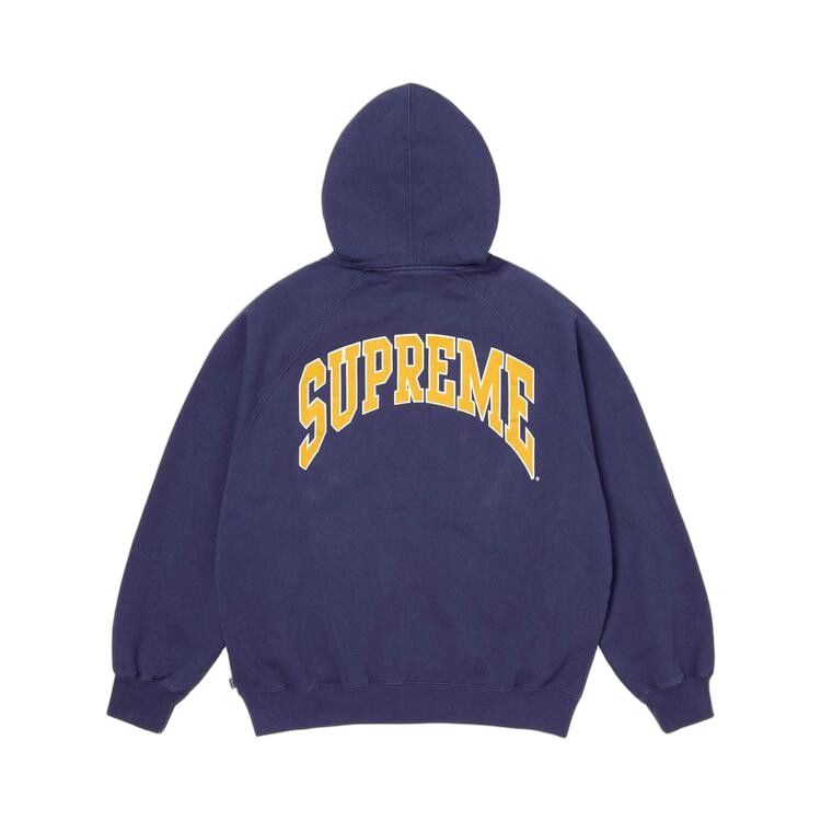 Supreme Cracked Raglan Zip Up Hooded Sweatshirt Washed Navy